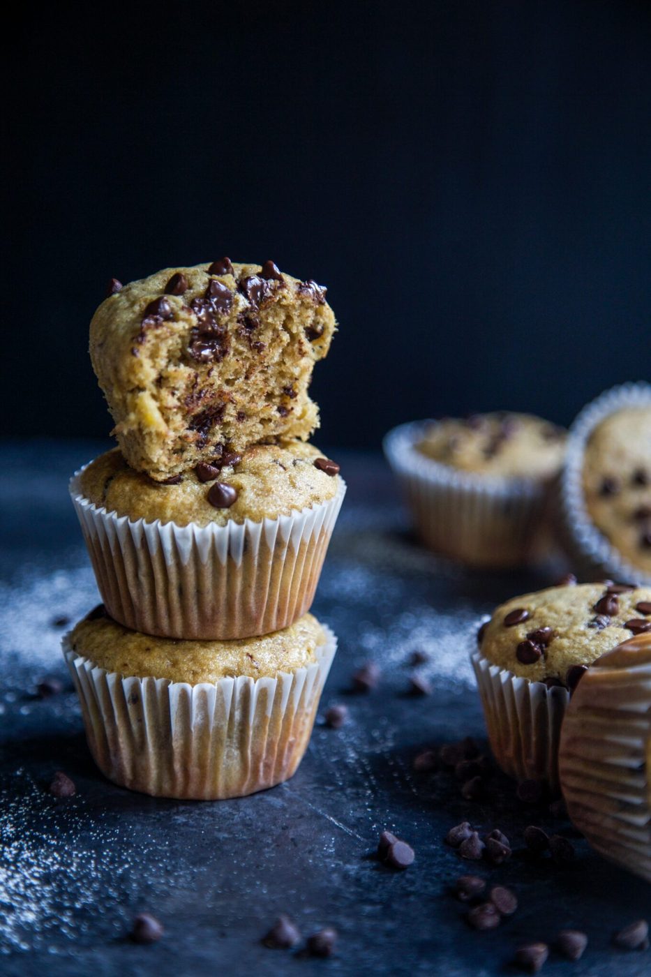 Chocolate Chip Tahini Banana Bread Muffins