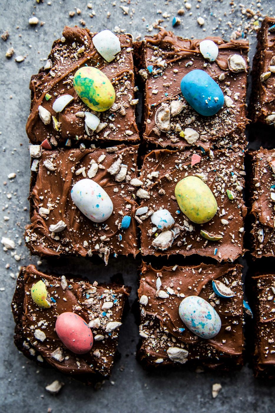 Chocolate Cream Cheese Frosting on chocolate Easter Brownies