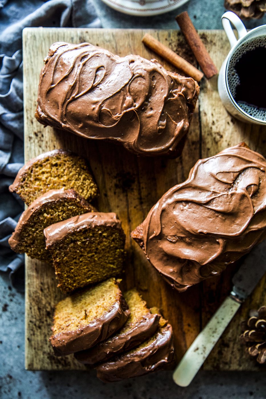 Chocolate Frosted Pumpkin Bread