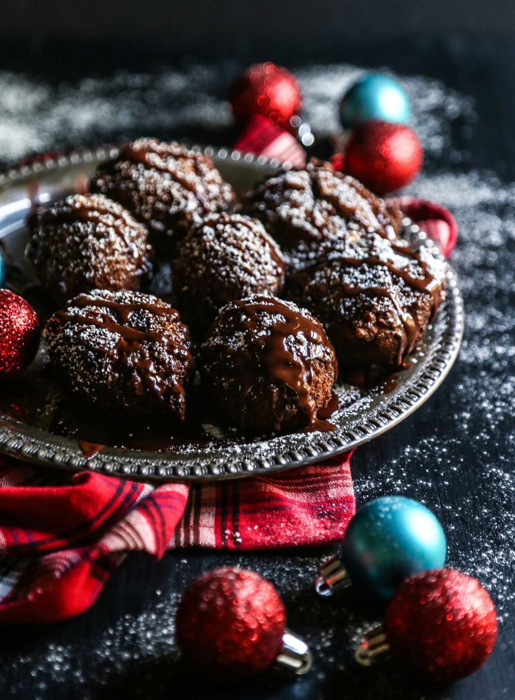 Chocolate Mocha Glazed Gingerbread Fritters