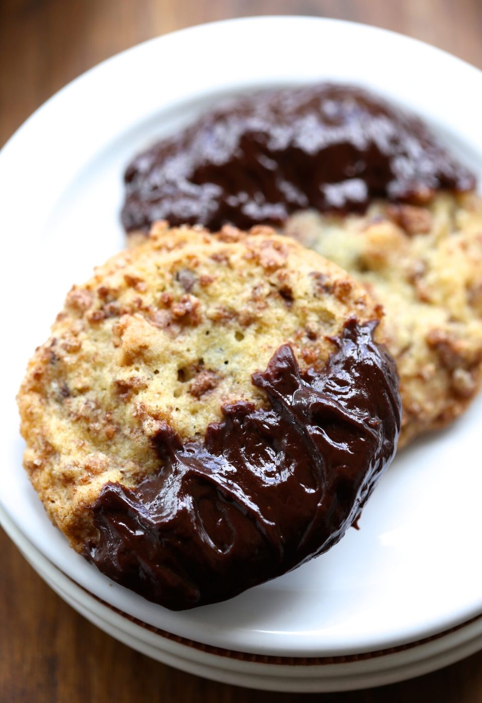 Chocolate peanut butter cocoa krispie cookies, finished with chocolate ganache