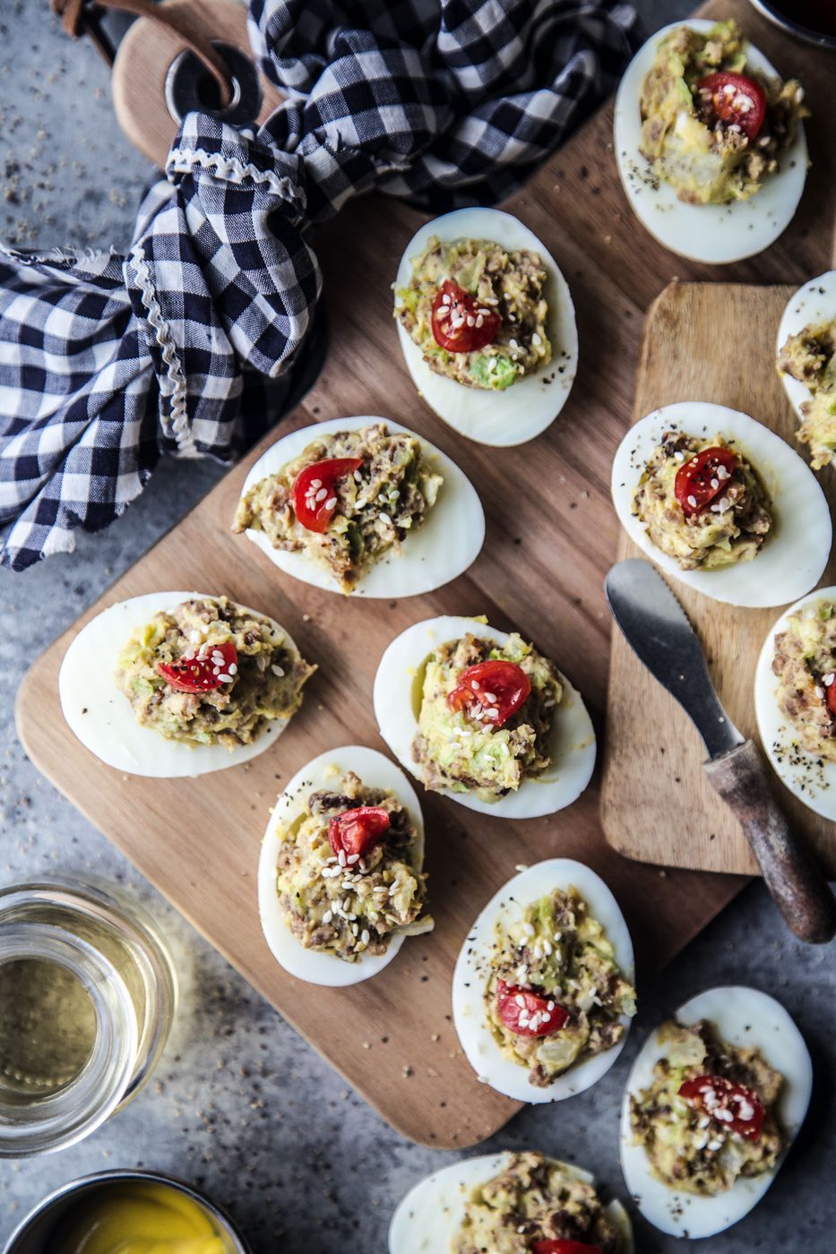 Chopped Cheese Deviled Eggs