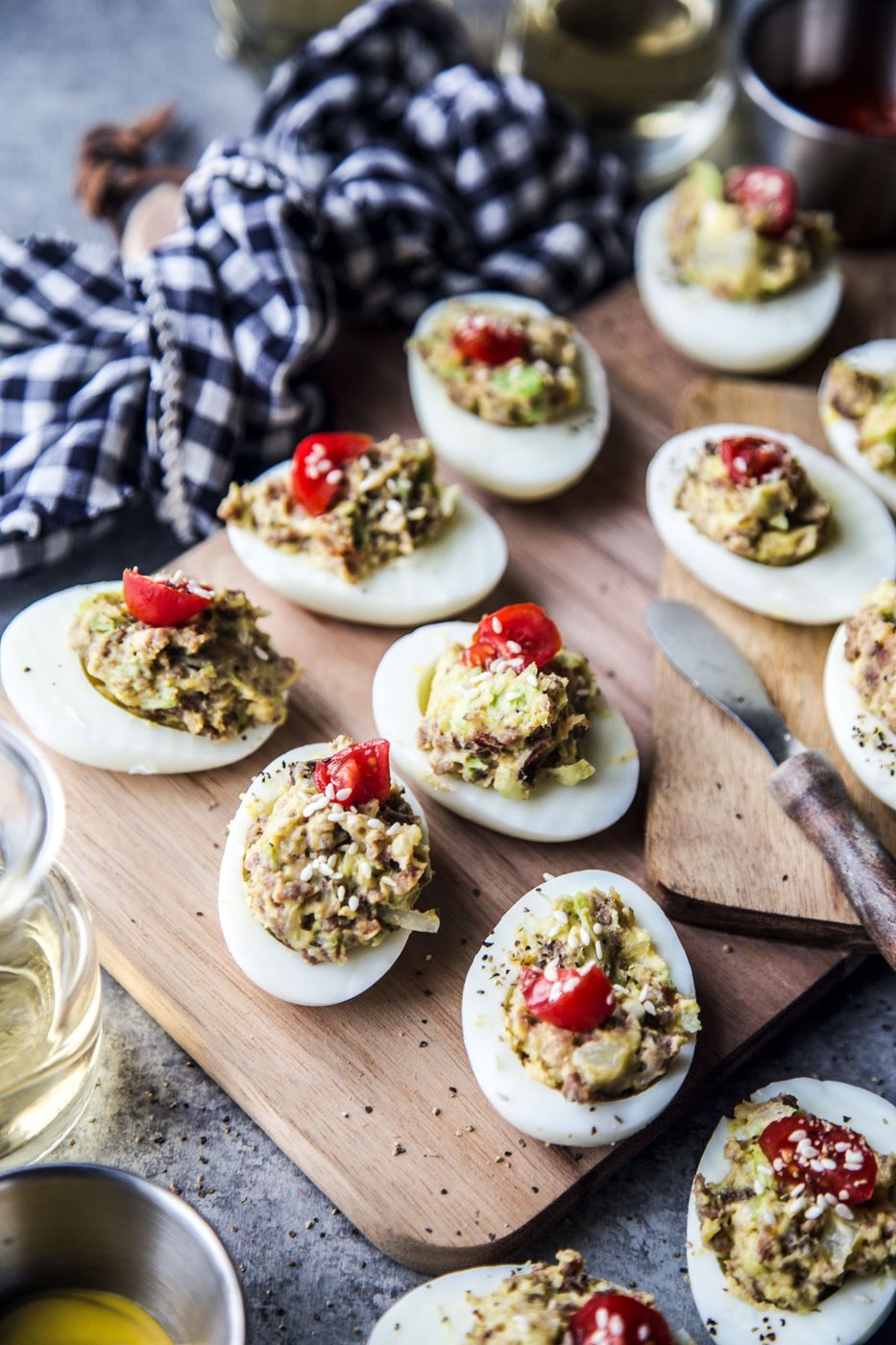 Chopped Cheese Deviled Eggs
