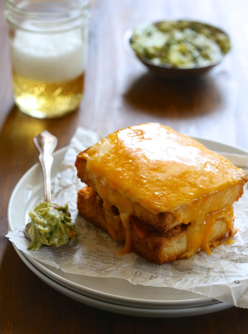 chorizo croque monsieur with queso & cotisa guacamole www.climbinggriermountain.com