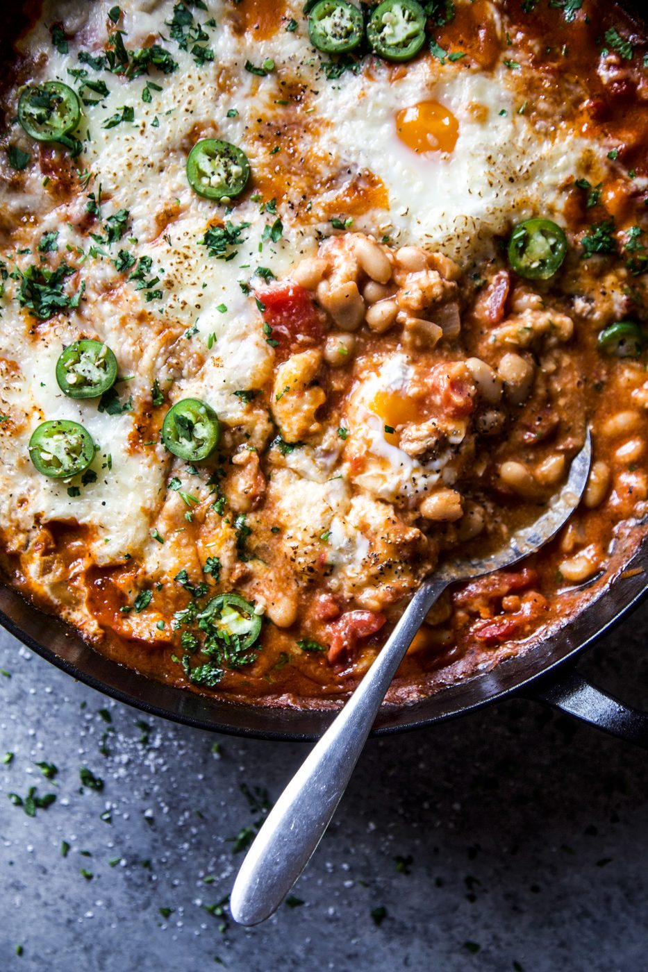 chorizo & white bean enchilada skillet