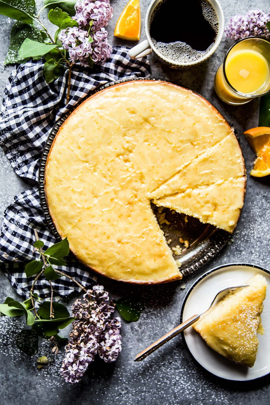 Citrus Ricotta Cake, finished with Orange Glaze