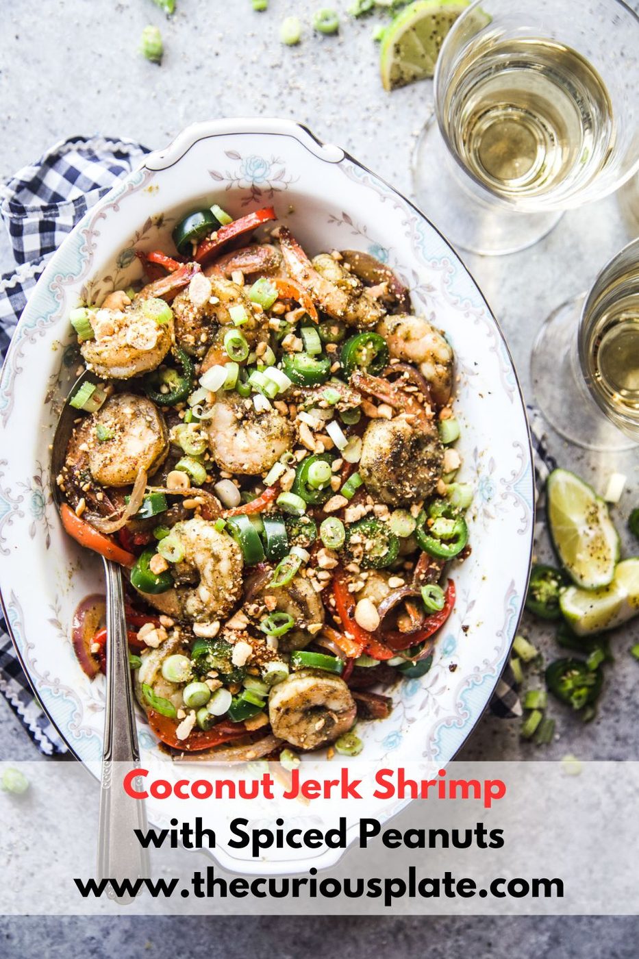 Coconut Jerk Shrimp with Spiced Peanuts