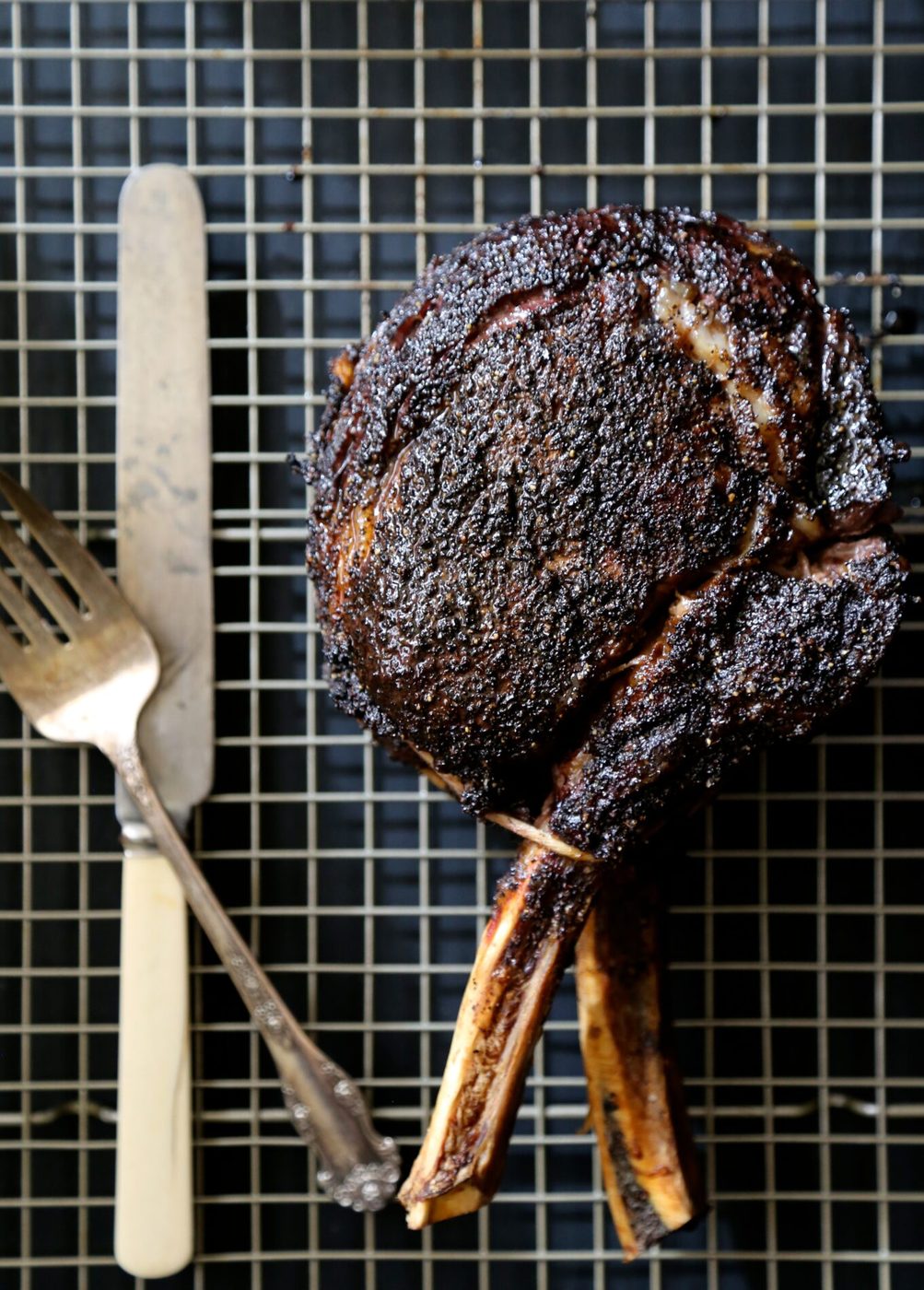 coffee-rubbed prime rib with simple horseradish sauce