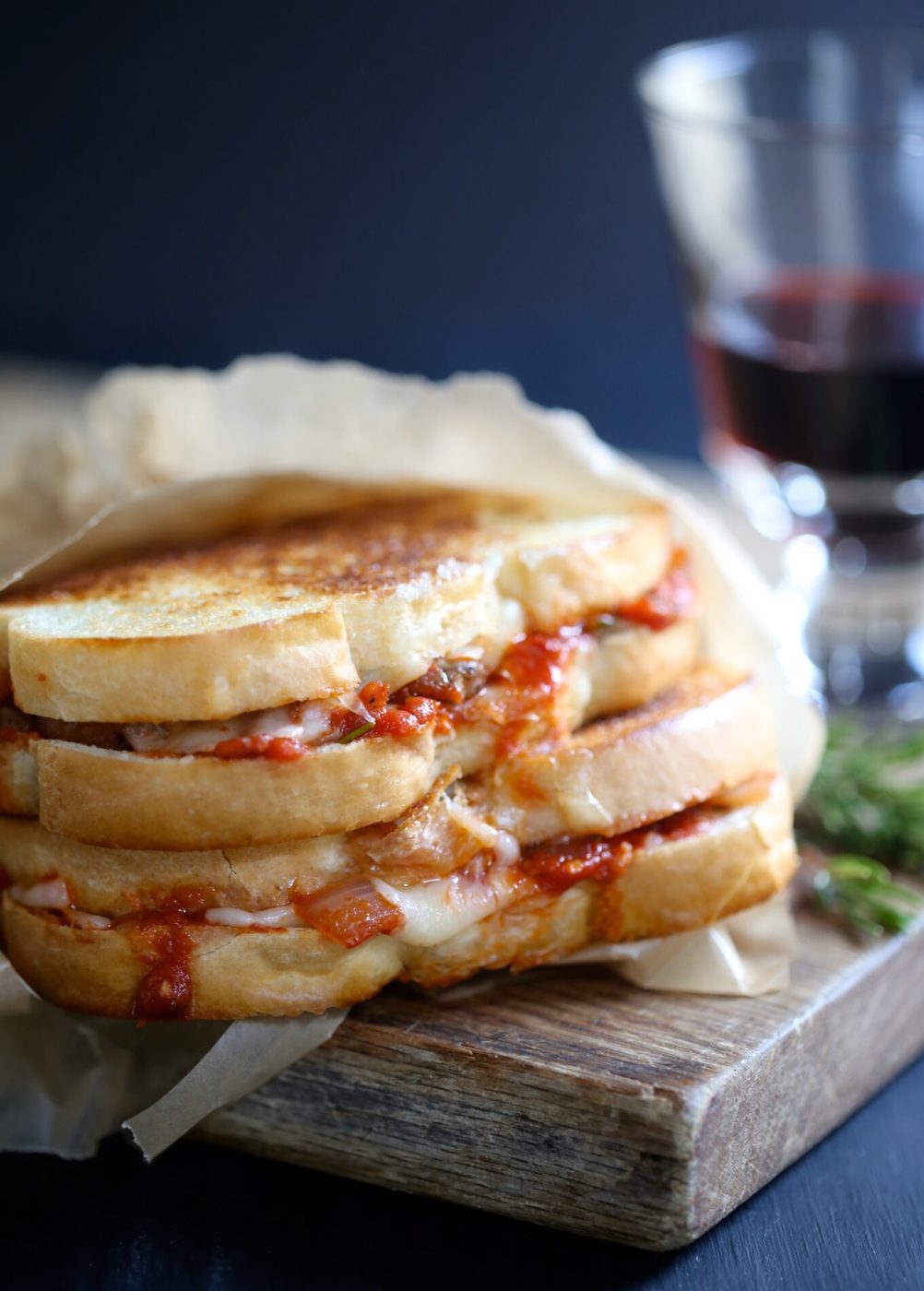 Coq au vin grilled cheese