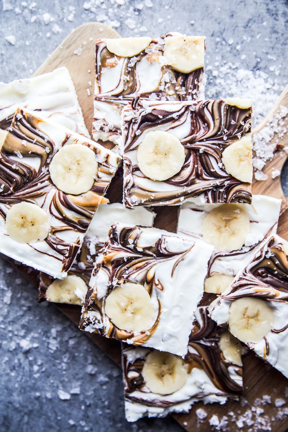 Chocolate Peanut Butter Banana Cottage Cheese Bark