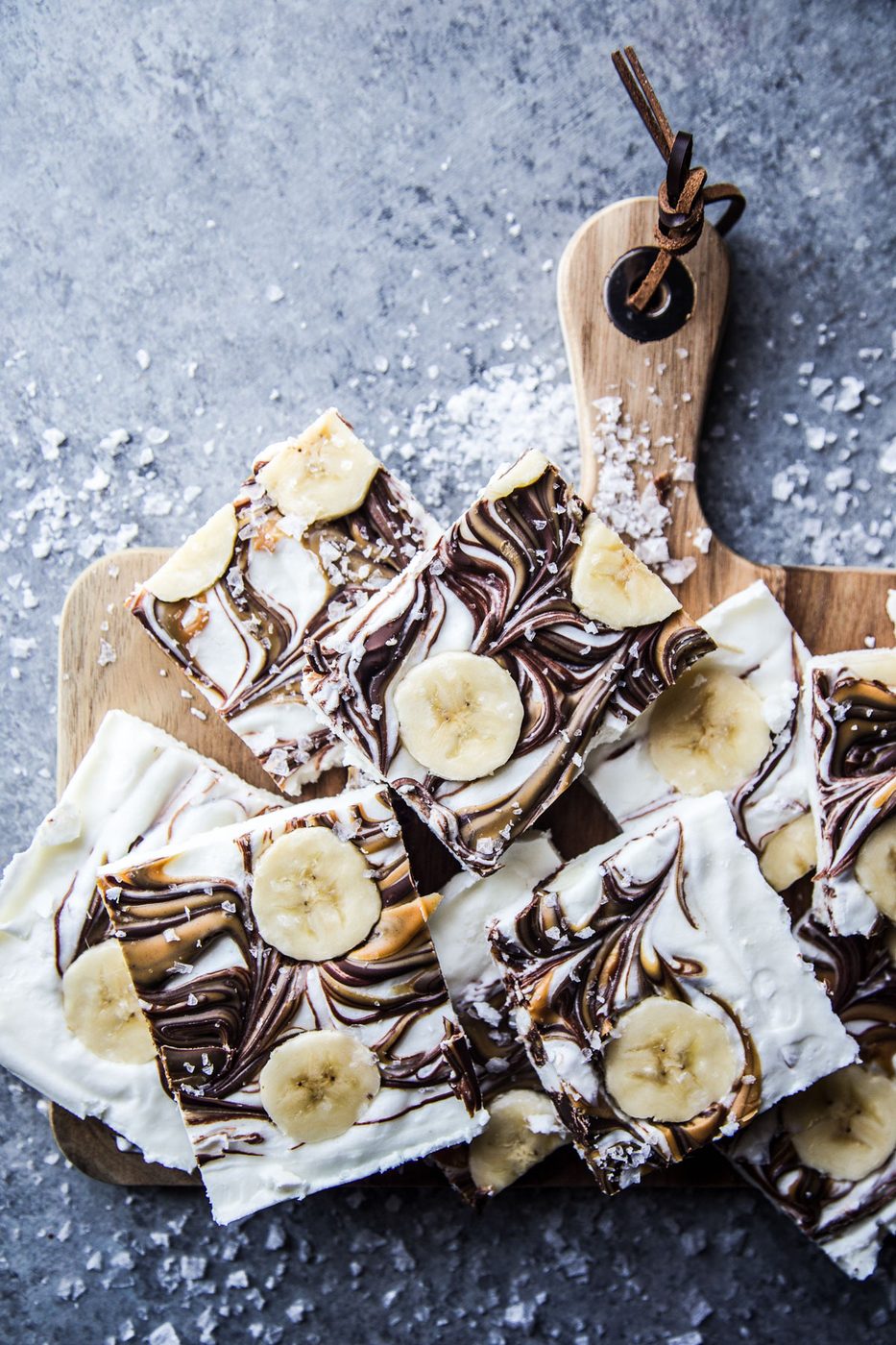 Chocolate Peanut Butter Banana Cottage Cheese Bark