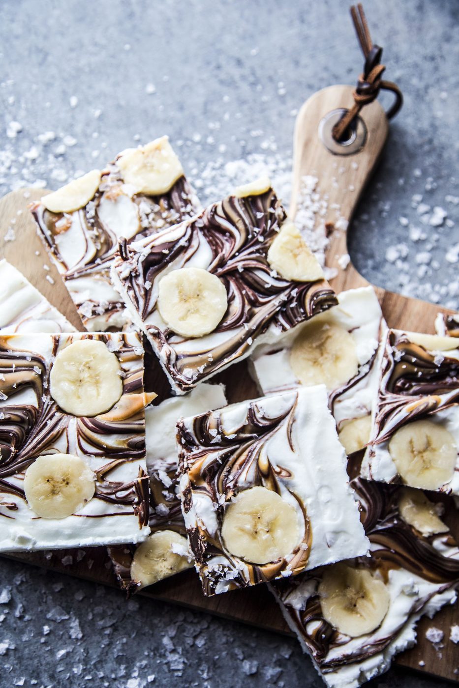 Chocolate Peanut Butter Banana Cottage Cheese Bark