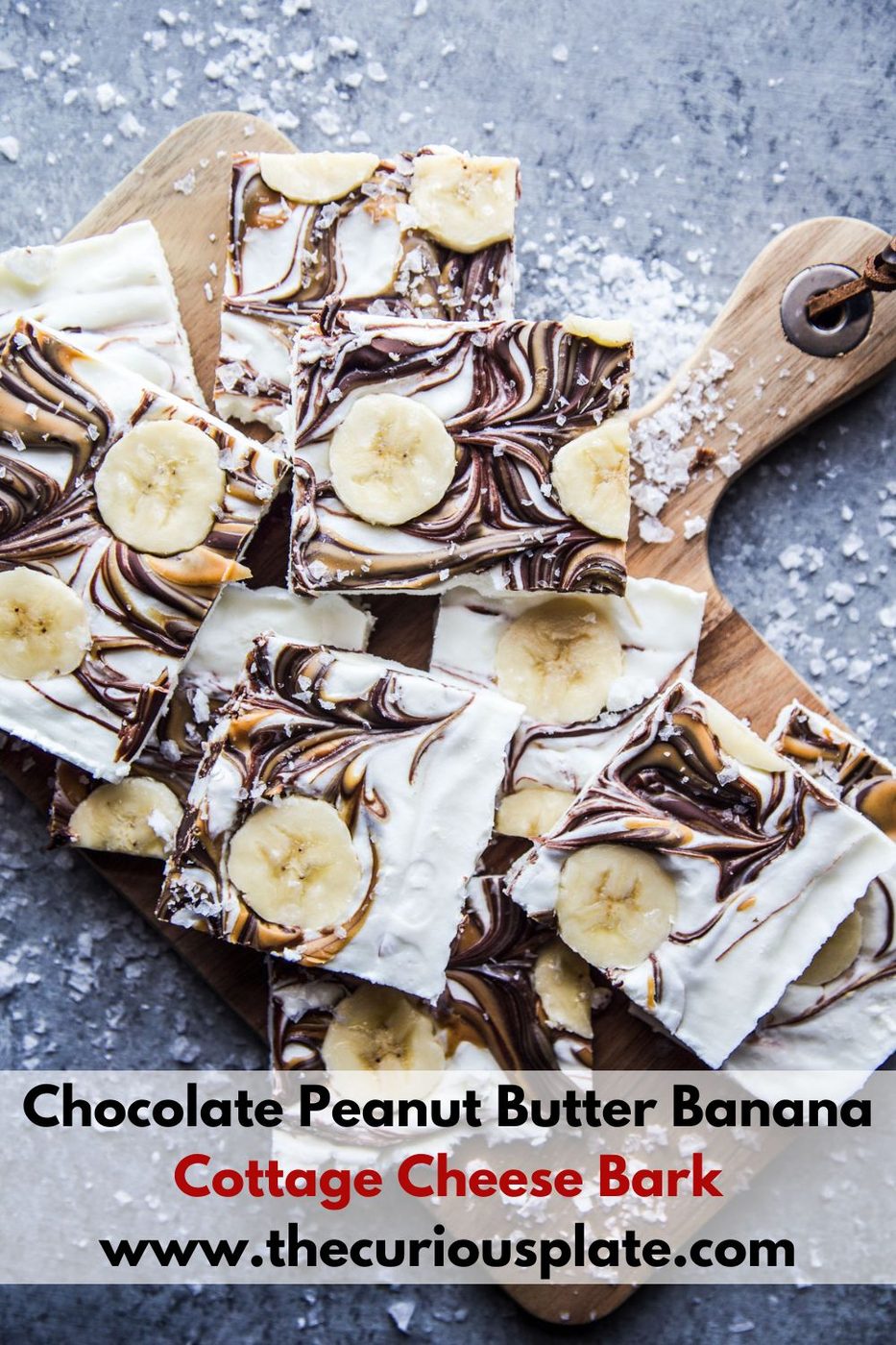 Chocolate Peanut Butter Banana Cottage Cheese Bark