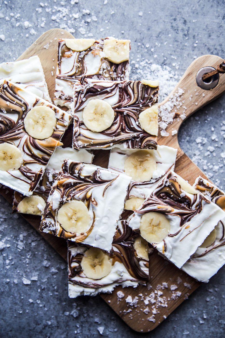 Chocolate Peanut Butter Banana Cottage Cheese Bark