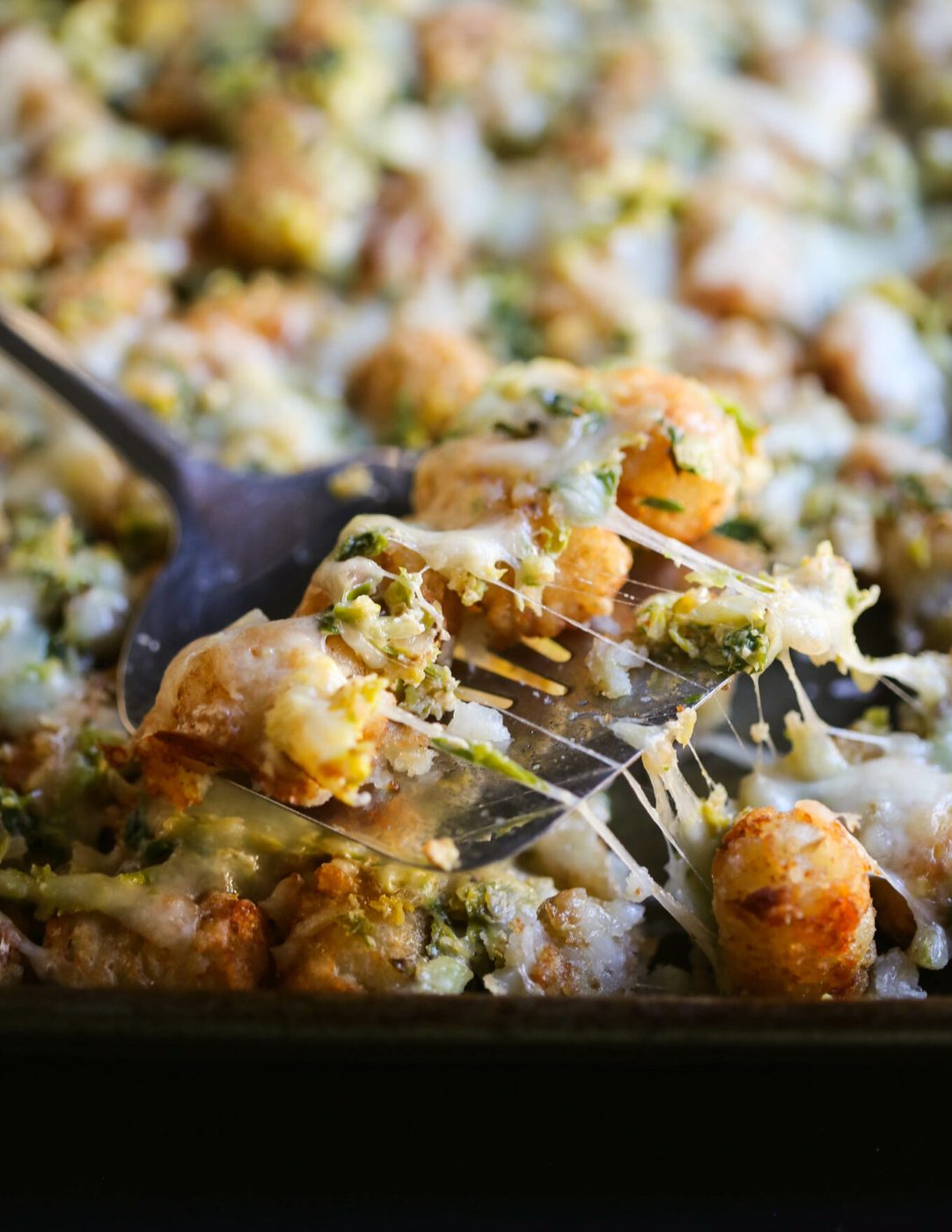 Creamed brussel sprout tater tot casserole