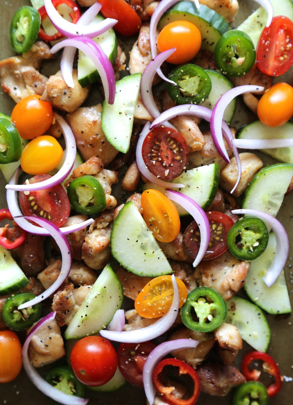 Crispy Chicken & Cucumber Salad with Dijon Vinaigrette