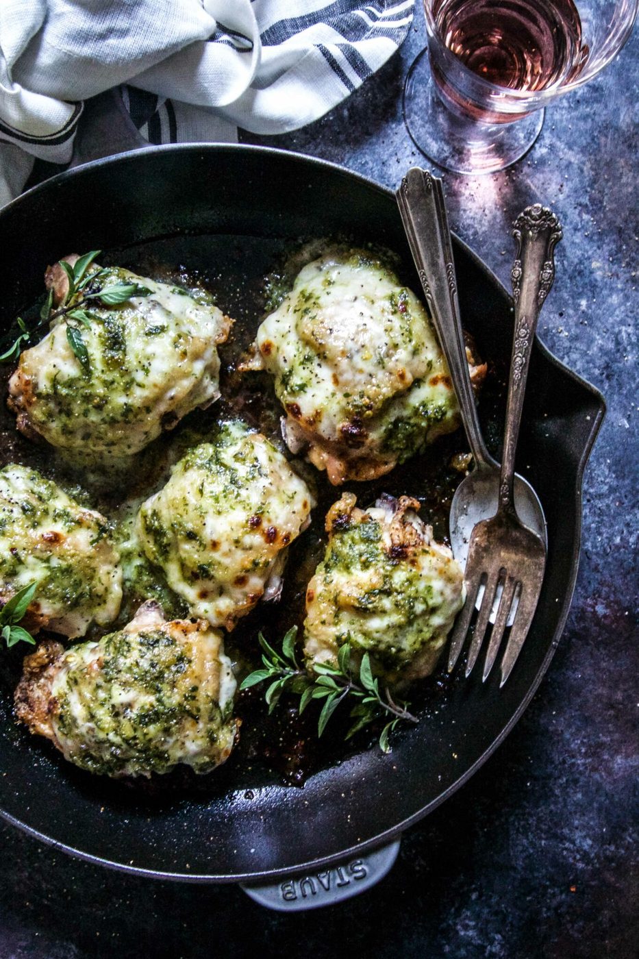 Miso Sesame Pesto on crispy Skillet Chicken