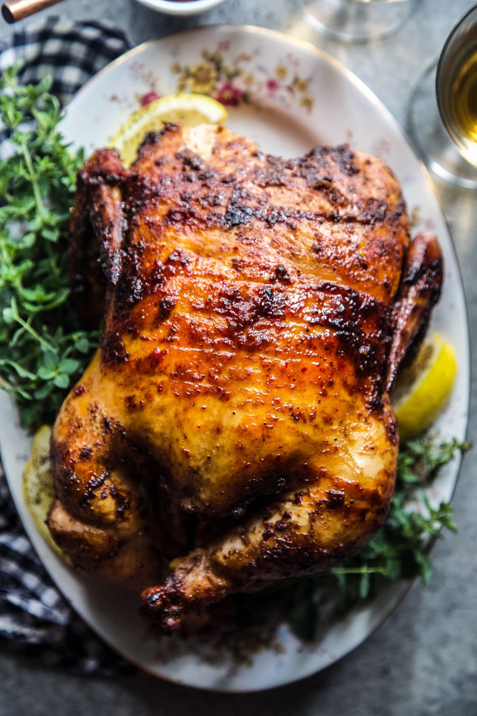Aleppo Pepper Roast Chicken with Harissa Honey Glaze