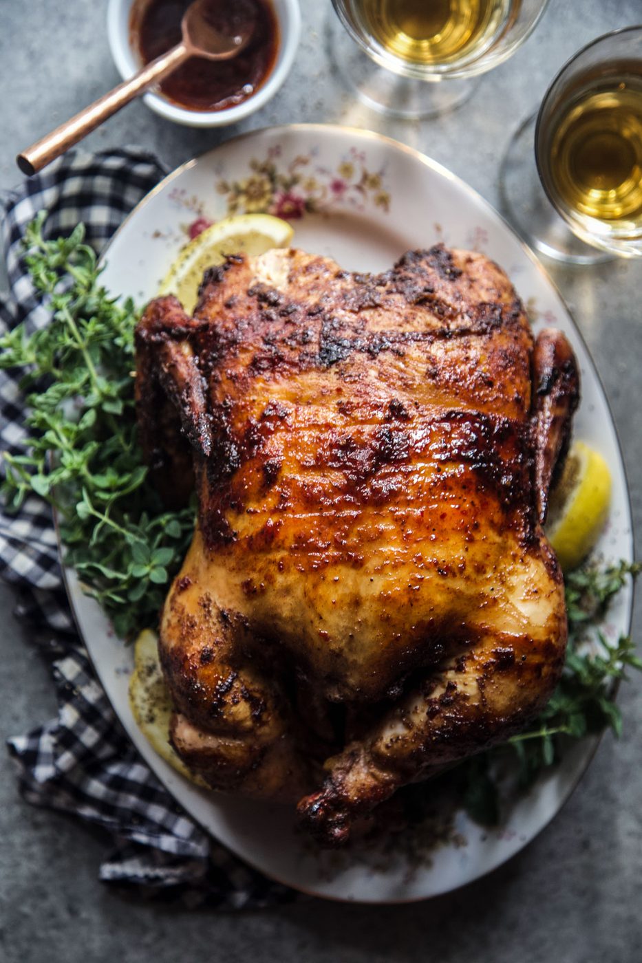 Aleppo Pepper Roast Chicken, finished with Harissa Honey Glaze