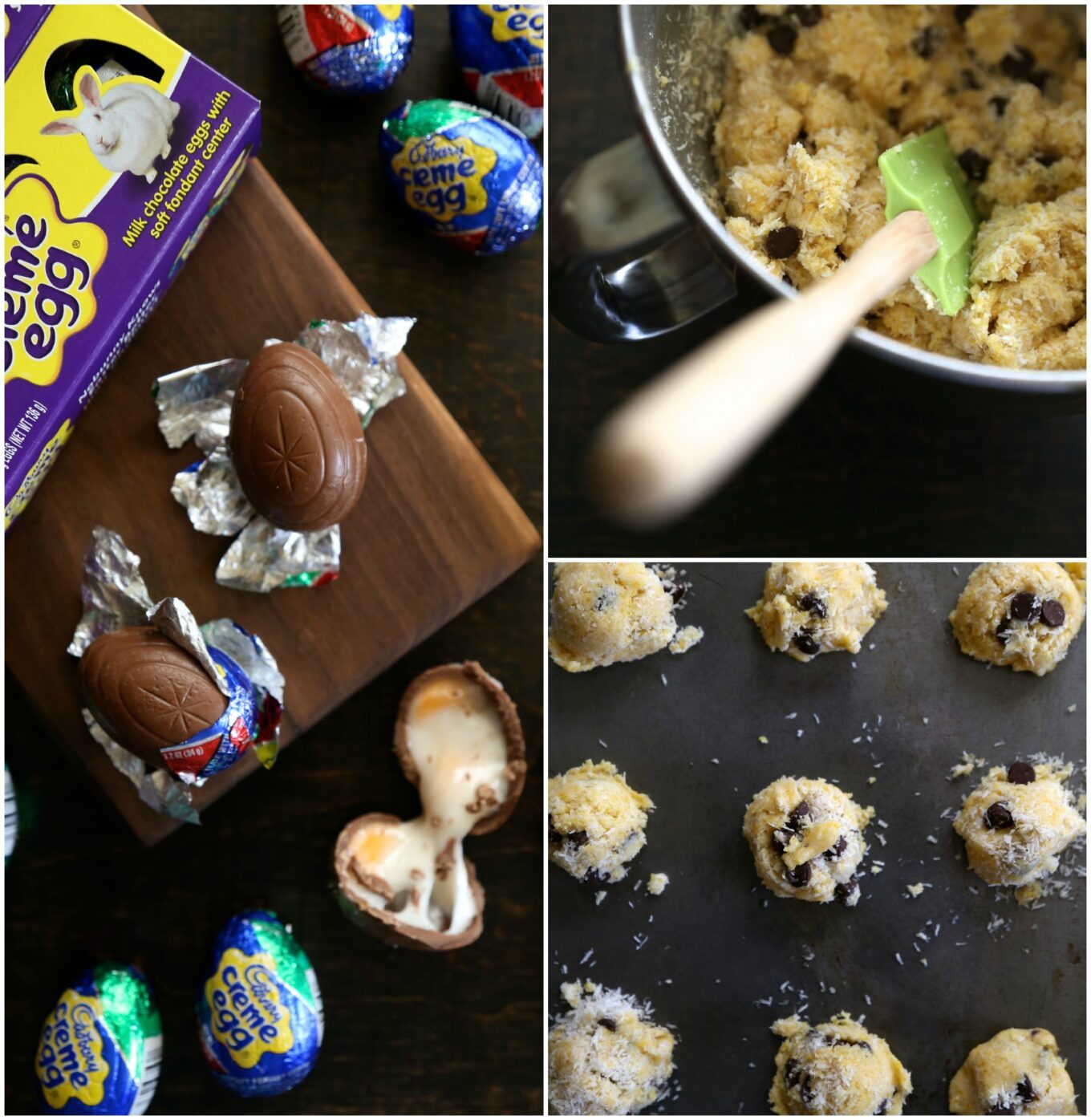 dark chocolate coconut biscotti bites with cadbury creme ganache