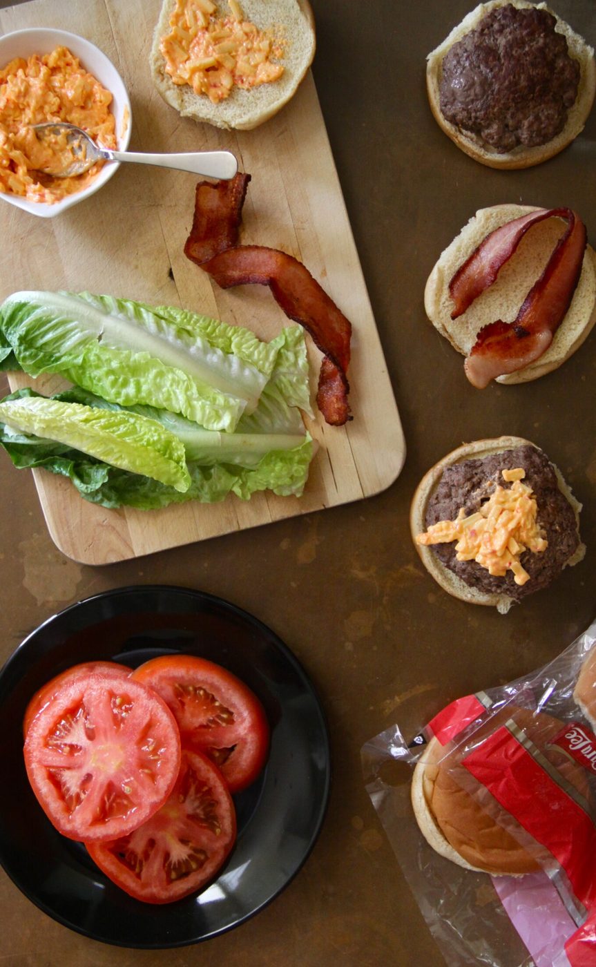 double pimento burger with crispy bacon