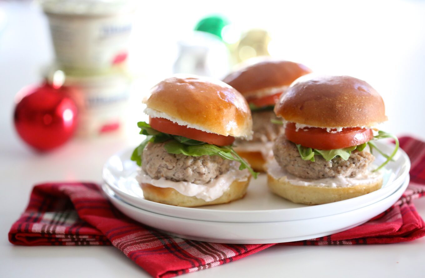 Duck Fat Pork Sliders with Raspberry Greek Yogurt & Goat Cheese www.climbinggriermountain.com I
