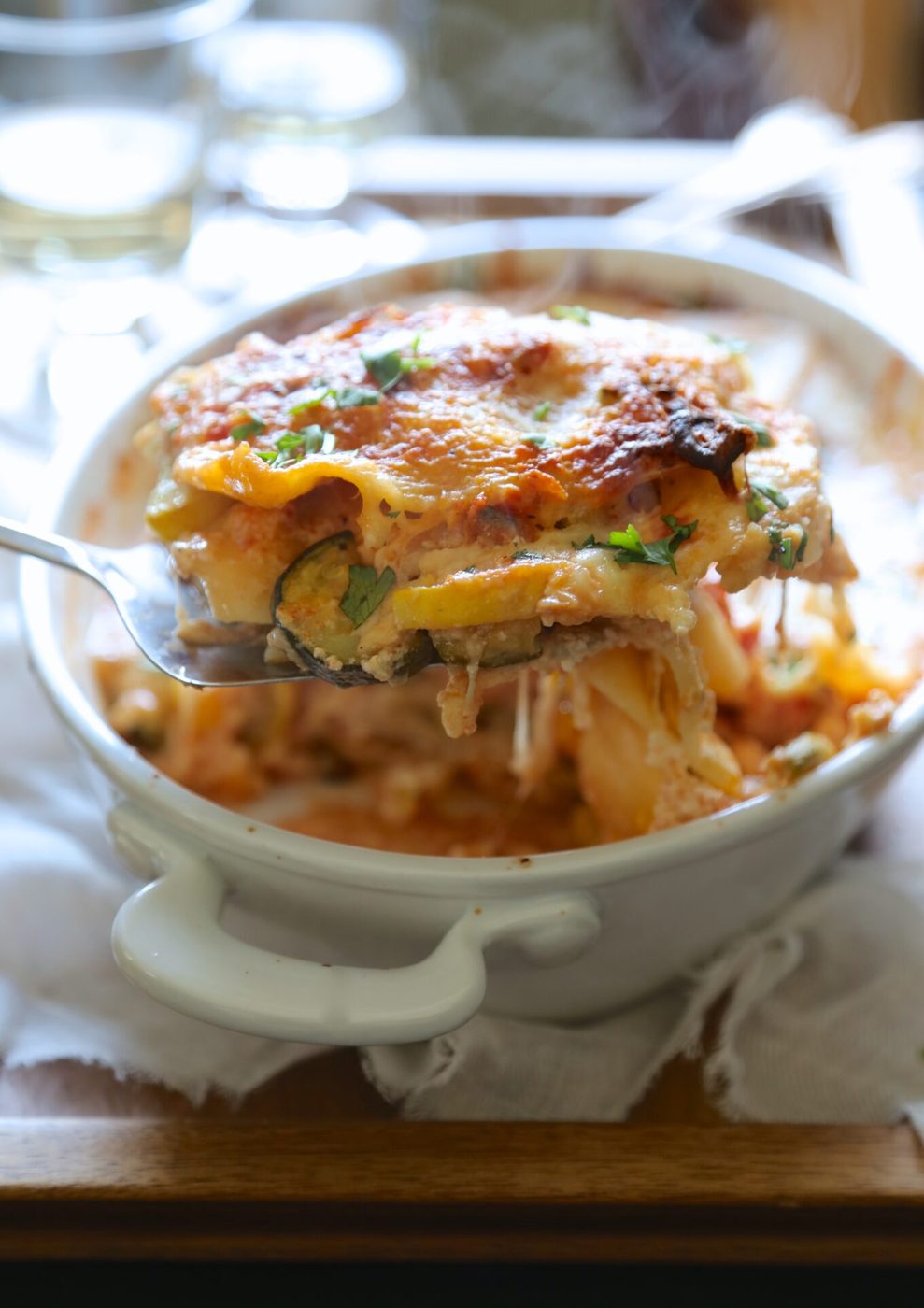 Simple Burrata and Summer Squash Lasagna www.climbinggriermountain.com I