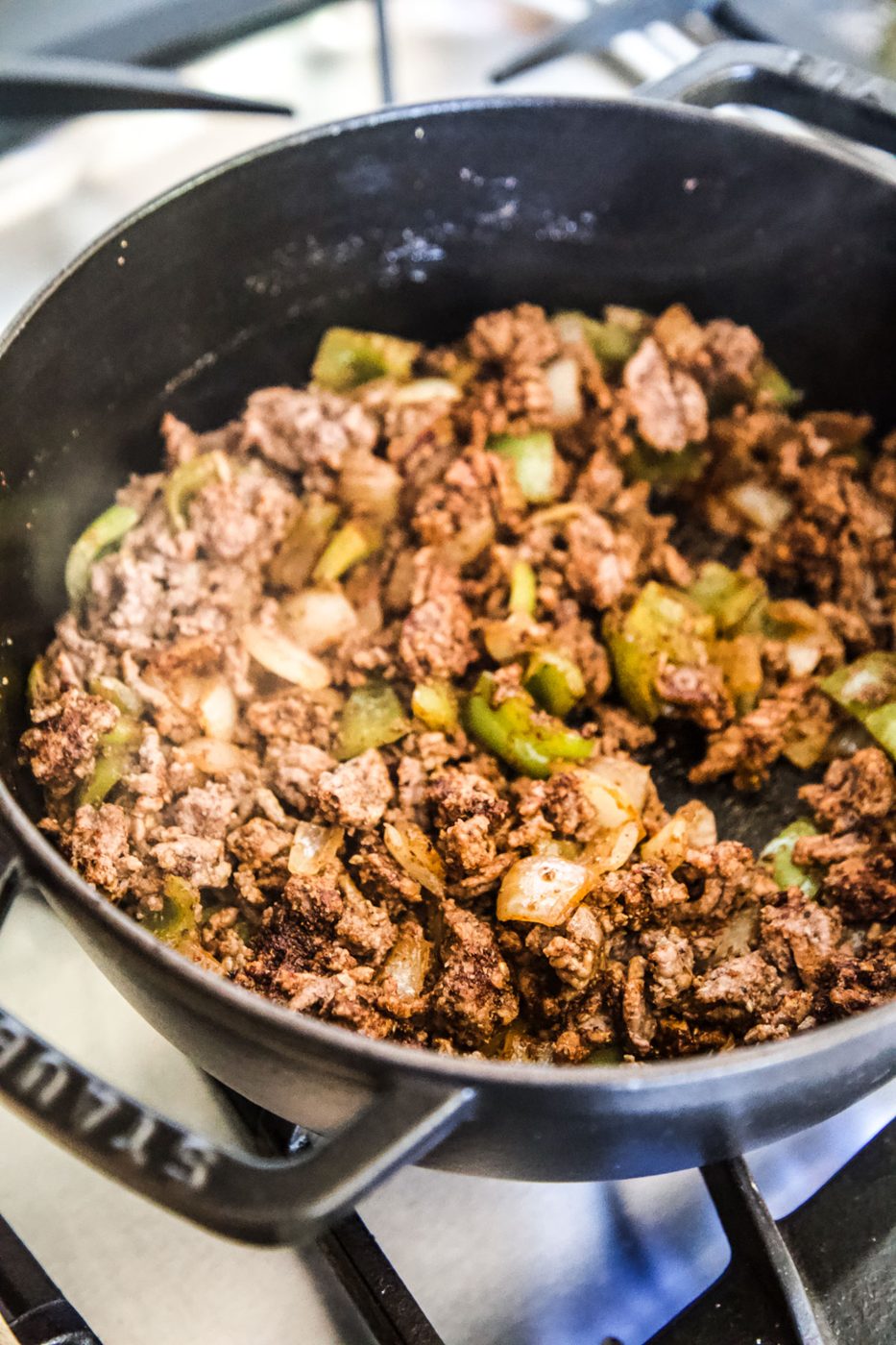 ground beef chili in a pot