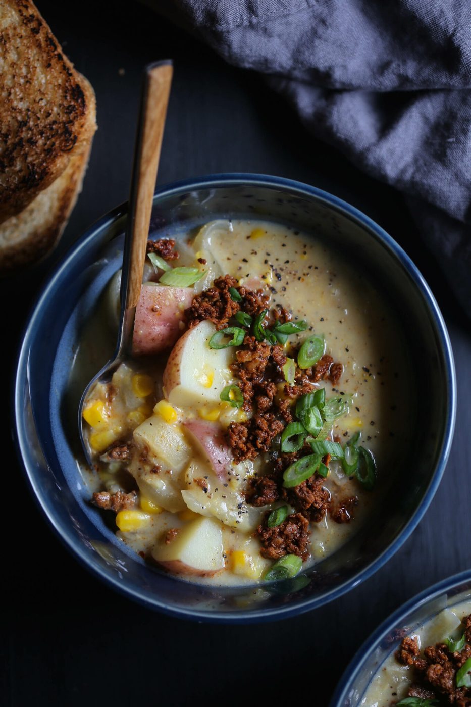 Chorizo corn chowder, simple