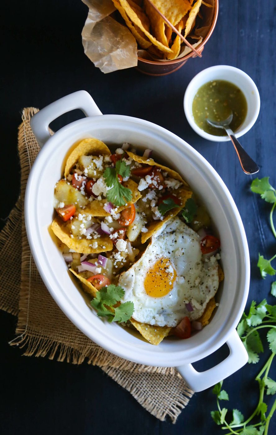 Dutch oven idaho potato chilqauiles verdes, simple