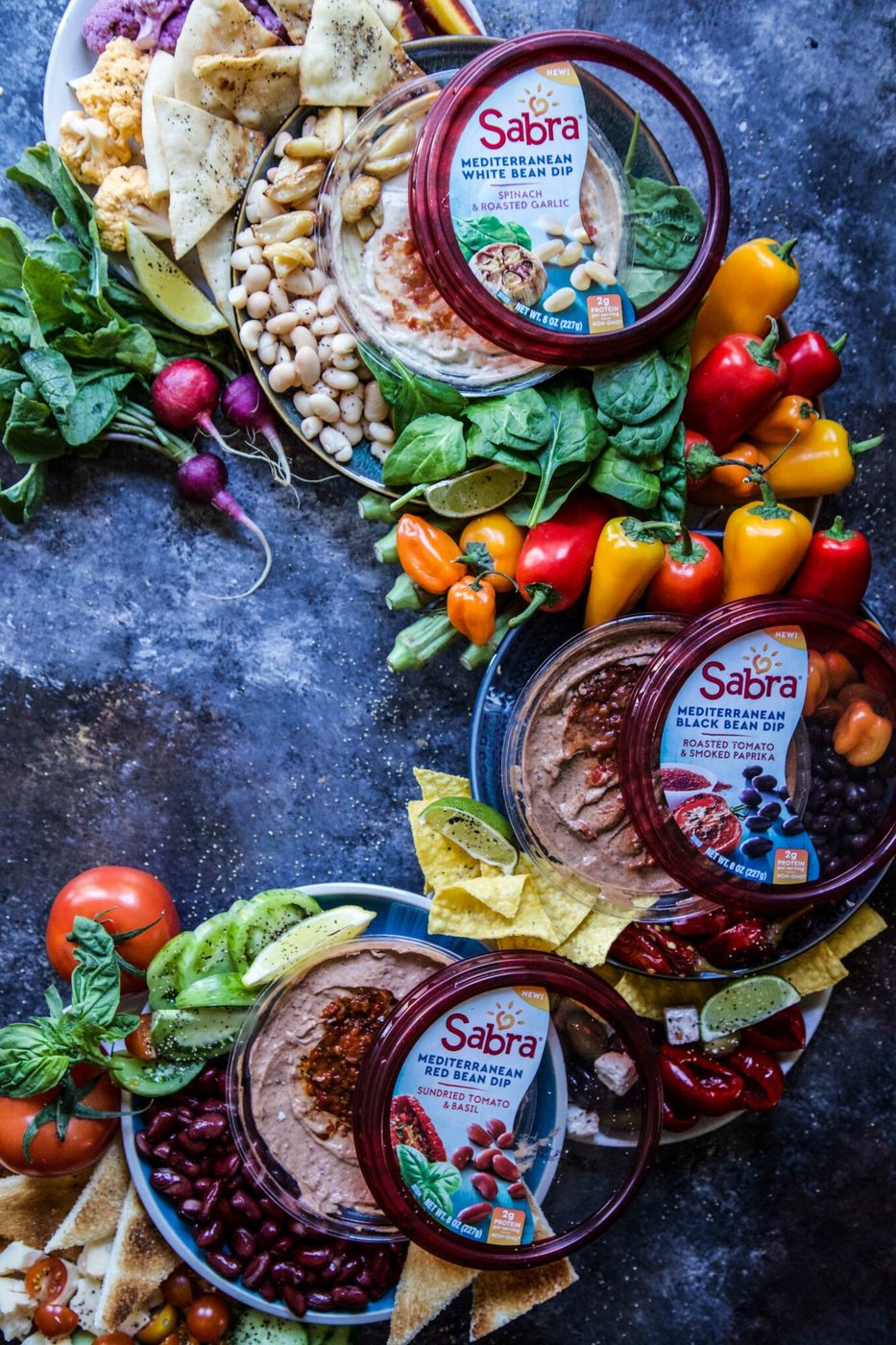 Mediterranean Bean Dip Platter, simple