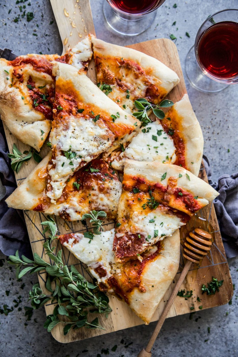 Simple Pepperoni Pizza, finished with Hot Honey