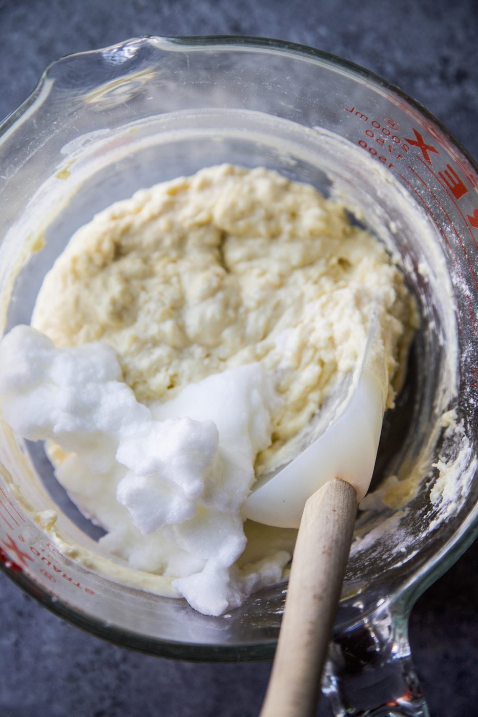 egg whites whipped into batter Simple Souffle Pancakes with Mixed Berries