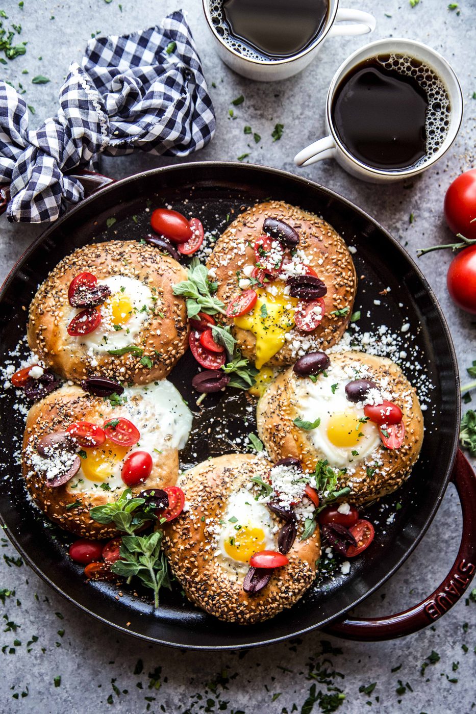 egg stuffed greek bagels www.climbinggriermountain.com