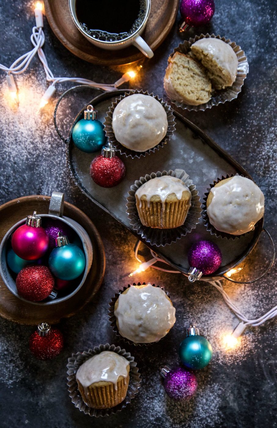 Cinnamon Rum Glaze on eggnog Banana Bread Muffins