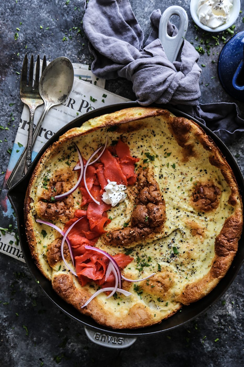 Lox on everything Bagel Dutch Baby