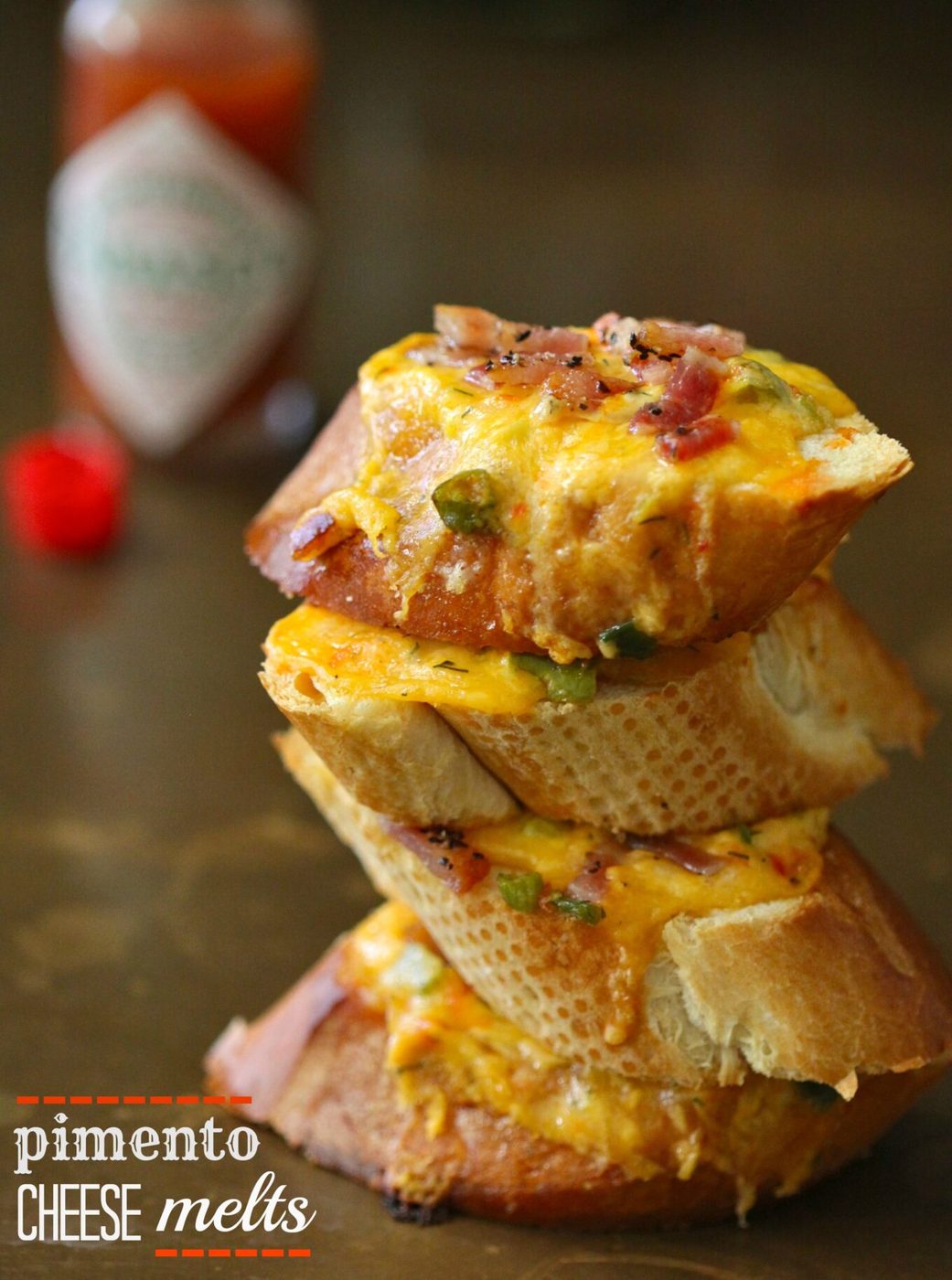 Five minute pimento cheese melts, finished with crispy bacon