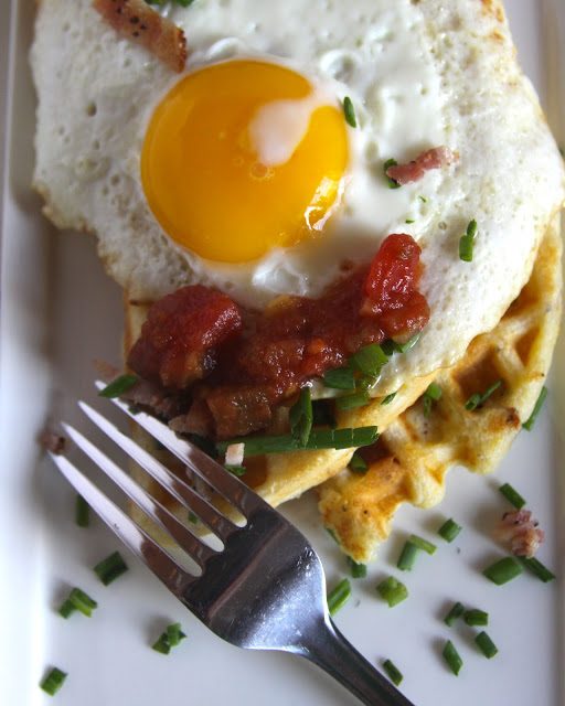 Eggs and salsa on foodie fridays: bacon waffles