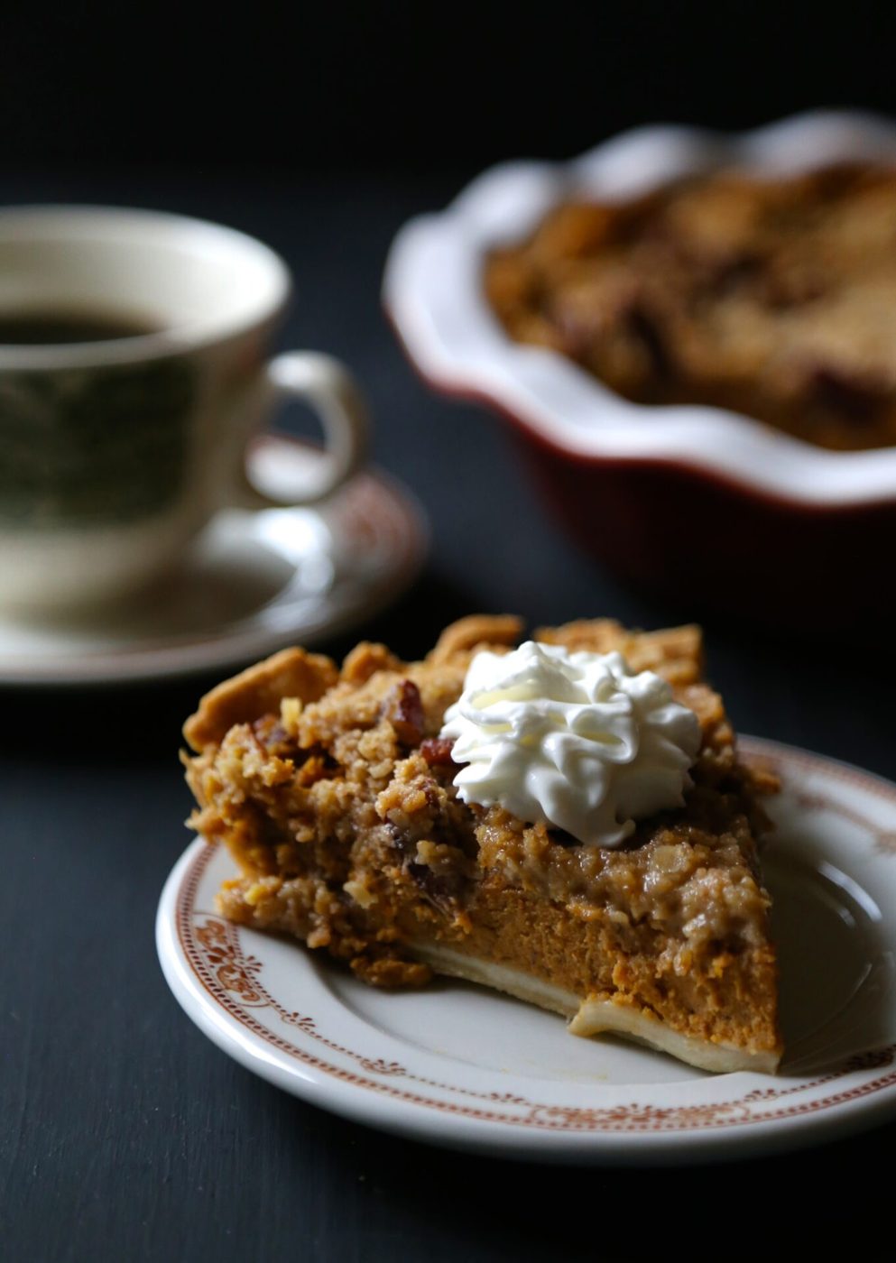Cinnamon pecan streusel on foodie fridays: bourbon pumpkin pie