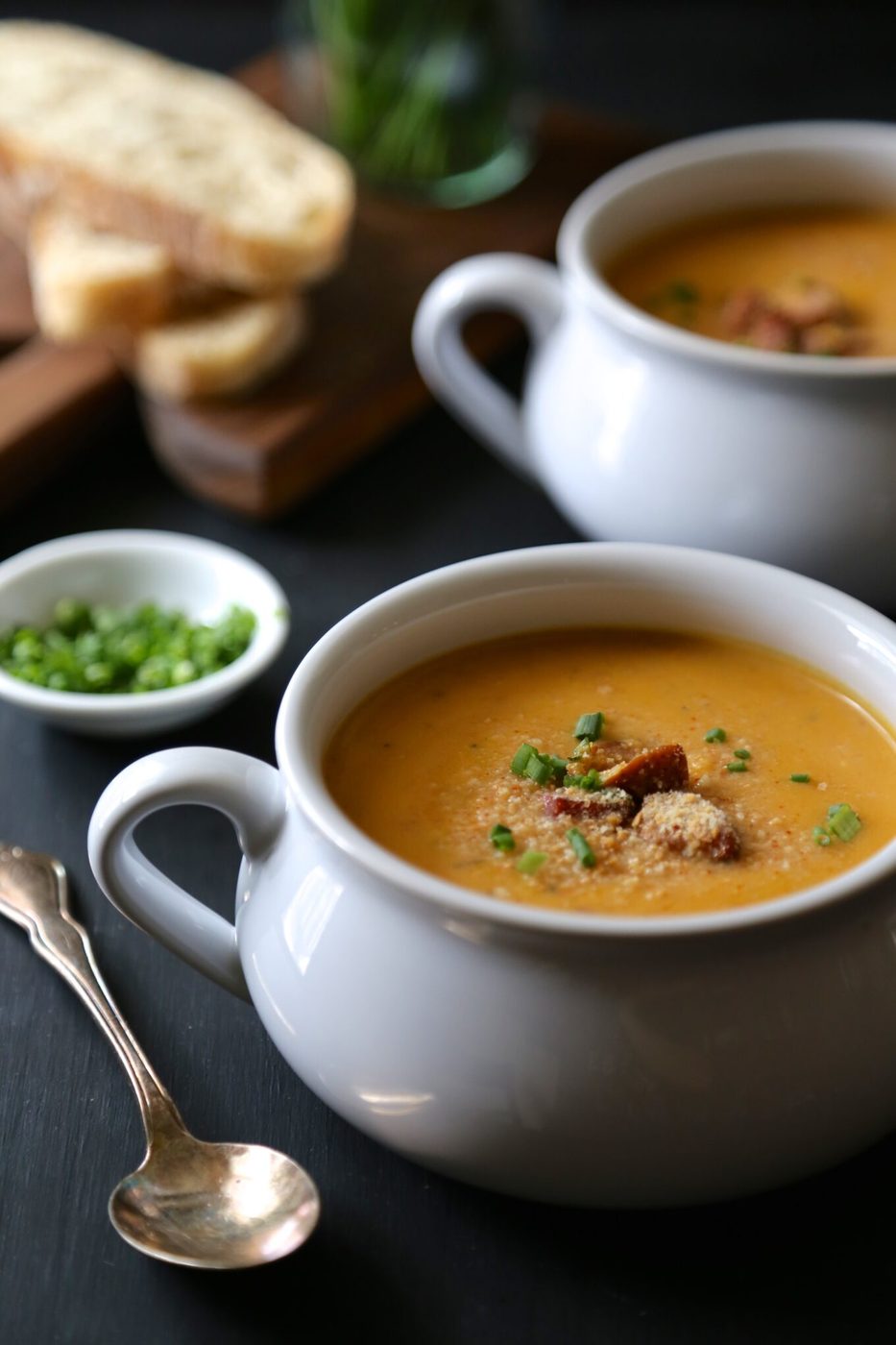 Foodie fridays: cajun pumpkin soup, finished with andouille & spicy breadcrumbs