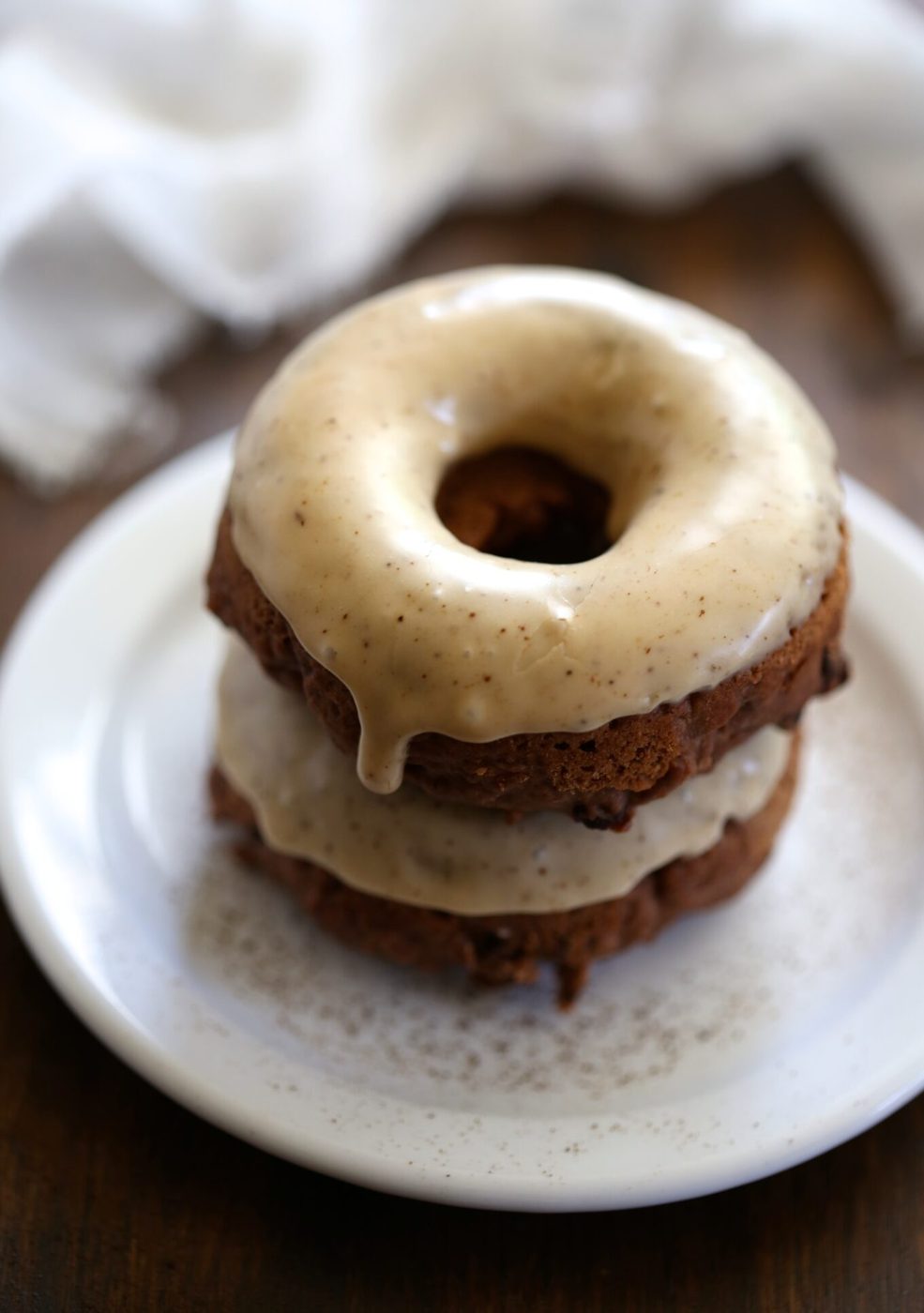 Foodie fridays: dark chocolate chip baked doughnuts, finished with maple espresso glaze