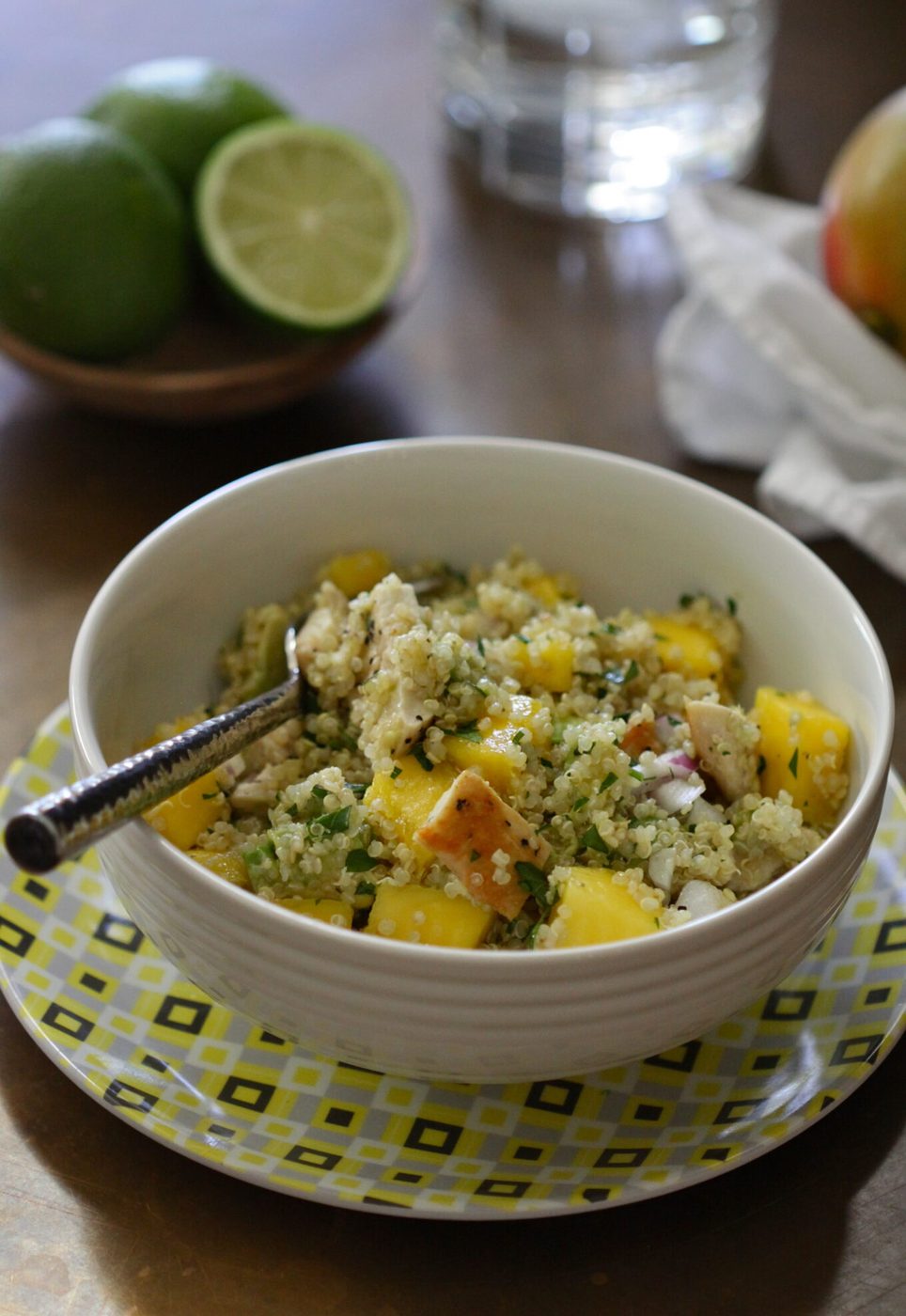 Foodie fridays: grilled chicken, mango, and avocado quinoa salad