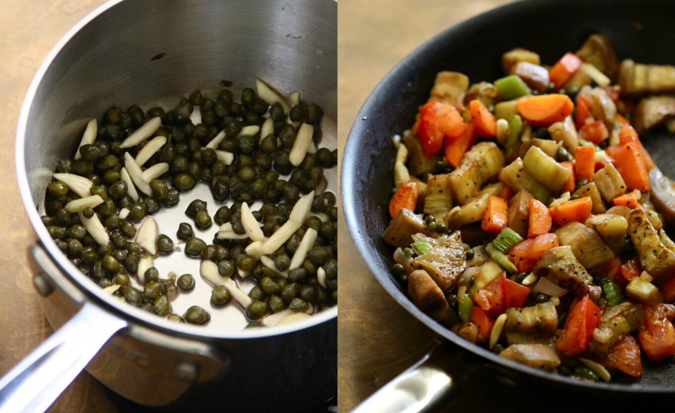 grilled veggie caponata with parmesan shavings