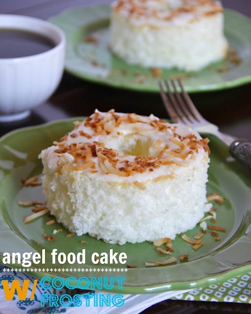 Foodie fridays: individual angel food cakes, finished with toasted coconut frosting