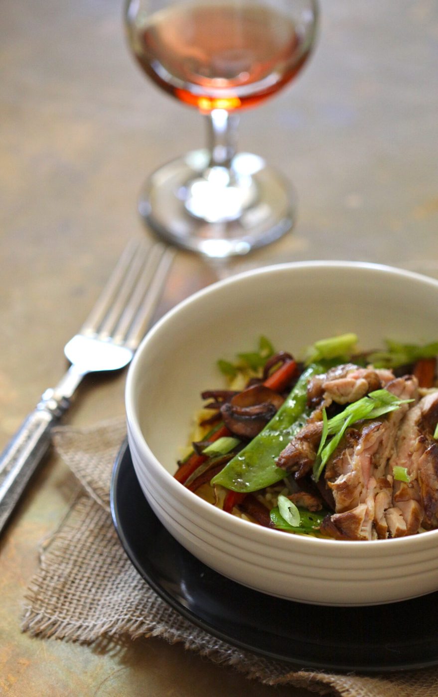 Orzo Stir Fry with Garlic Soy Marinated Chicken Thighs www.climbinggriermountain.com