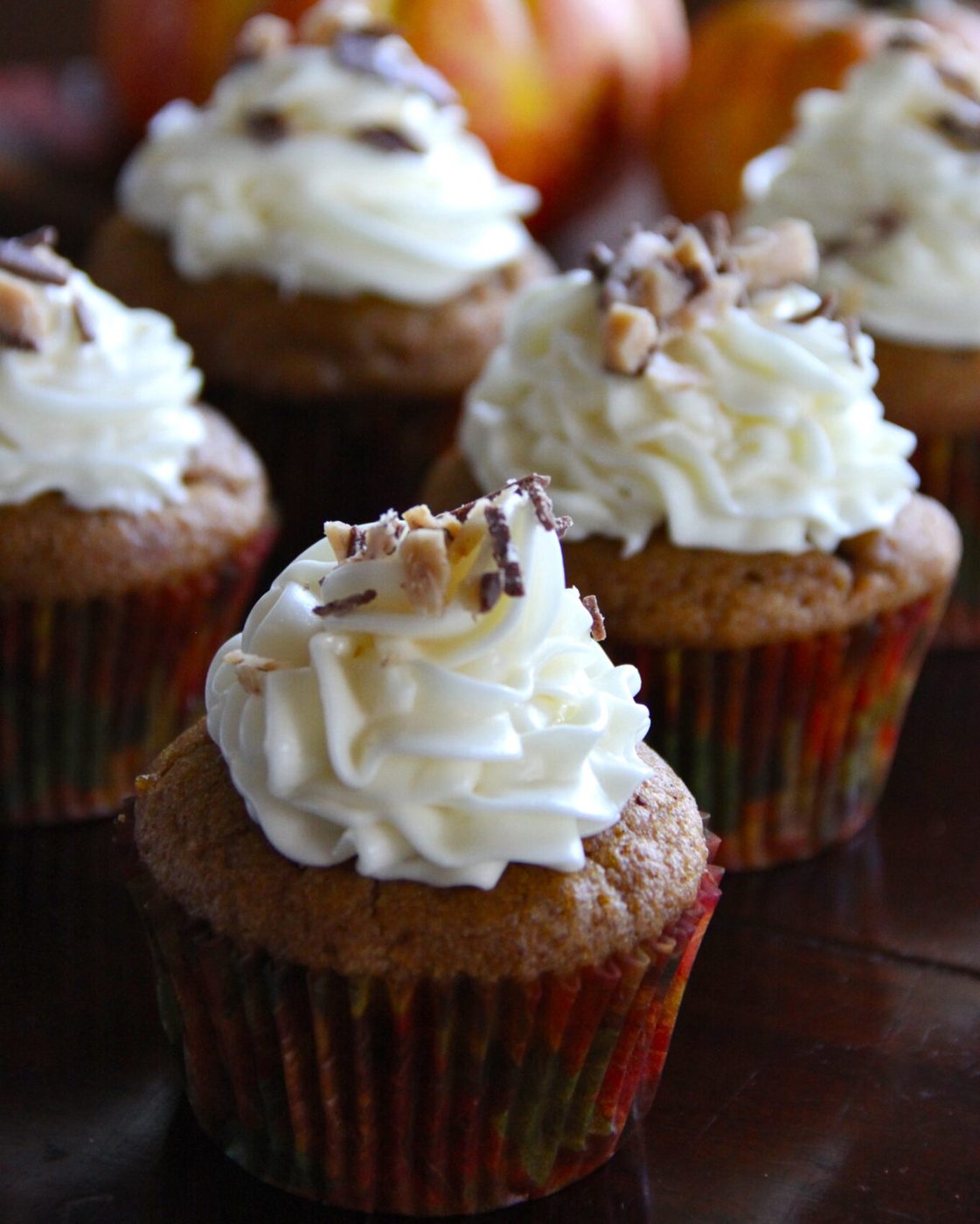 pumpkin cupcakes with maple frosting