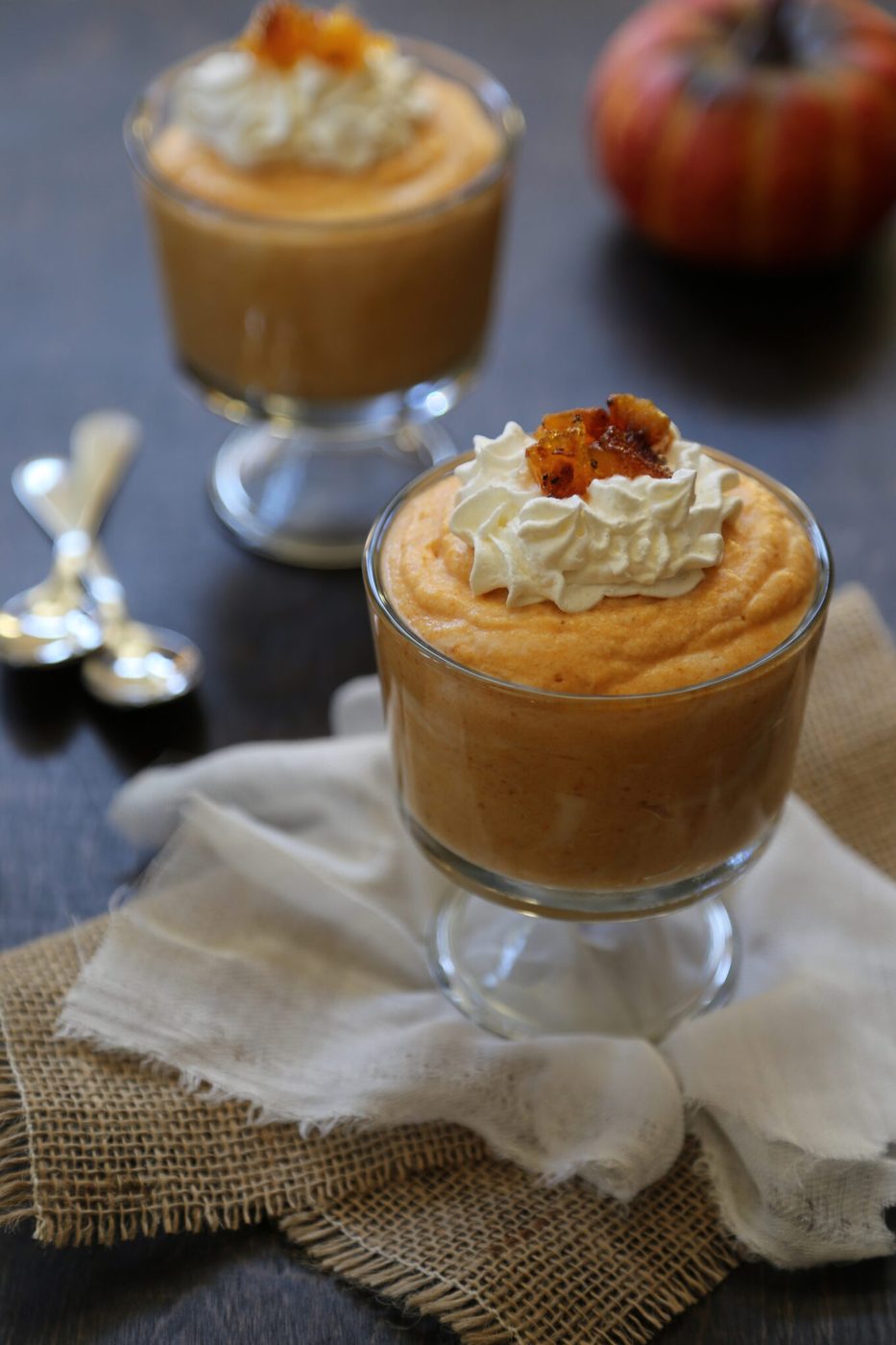 pumpkin mousse with candied squash www.climbinggriermountain.com