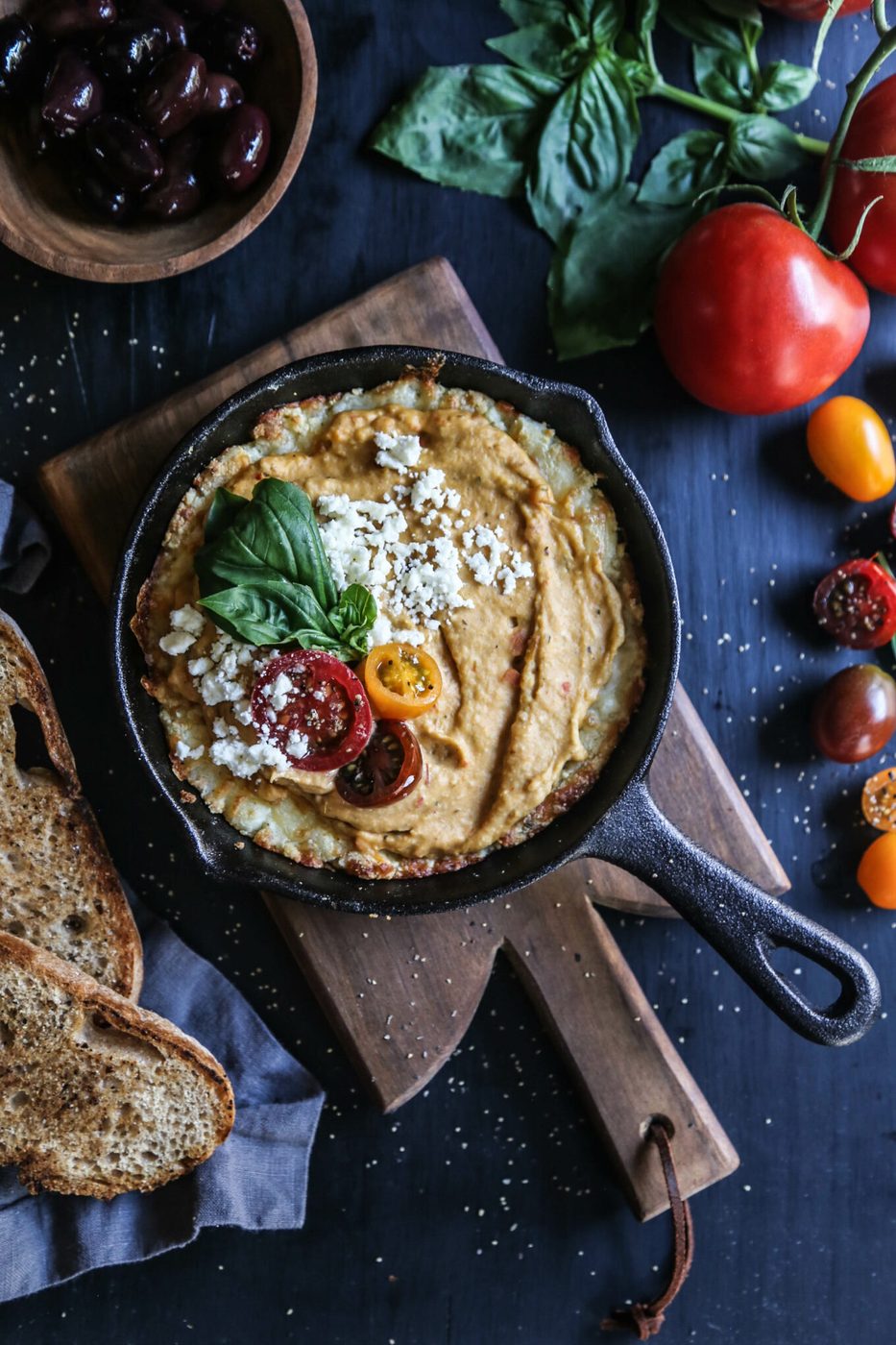 Tuscan Herb Hummus on four Cheese Greek Pizza Dip