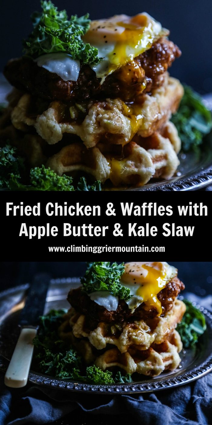 Fried Chicken and Waffles with Apple Butter & Kale Slaw