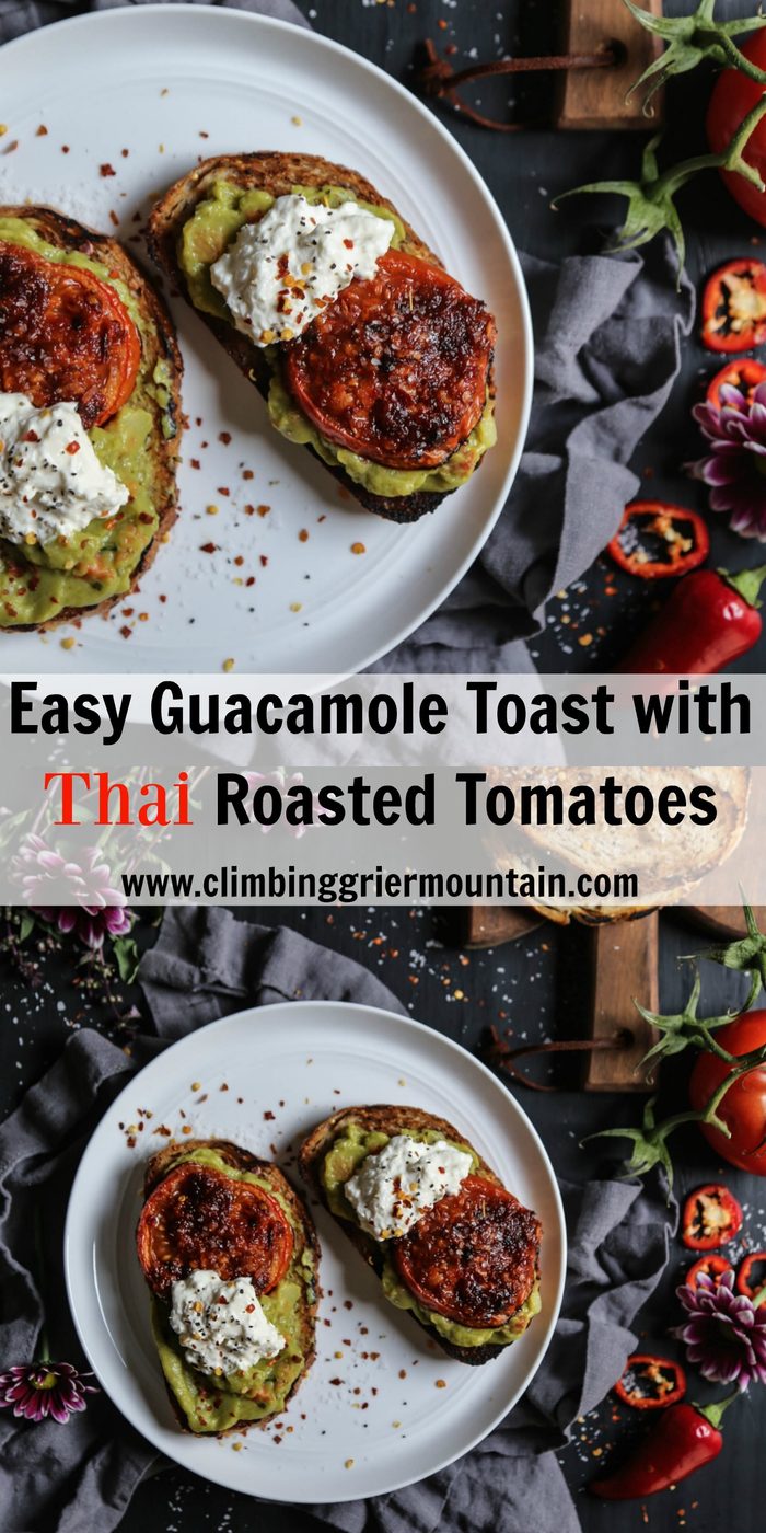 Simple Guacamole Toast with Thai Roasted Tomatoes